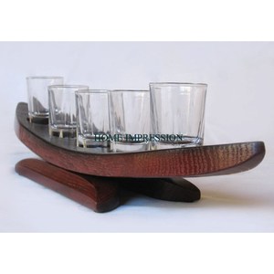 High Quality Wooden <b>Glass</b> Storage <b>Shelving</b> Unit and Holder 6 <b>Glass</b> Holding Rack Lowest MOQ In Lowest Price From Indian Supplier - Product Image 4