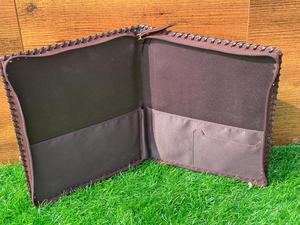 Nouveau véritable dossier de fichiers en cuir gaufré Extra Large usiné à la main Boho traditionnel Vintage en cuir voyage Long Zip porte-documents - Product Image 5