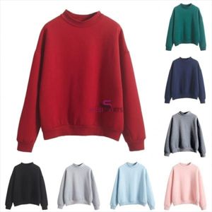 Fashion Casual Women Solid Color Crew Neck Long Sleeve Sweatshirt Pullover Autumn Winter - Product Image 1