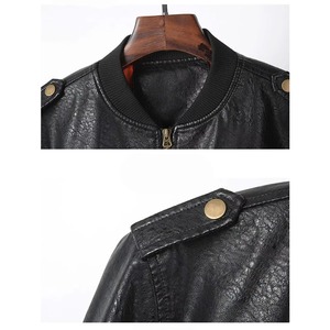 High Street Personnalité Broderie Baseball Vestes Manteau Hommes Vêtements-Élégant PU Cuir Moto Veste - Product Image 5