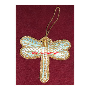 Beautiful Handmade Golden Zari and Beaded Work Butterfly Shape <b>Ornament</b> for Christmas <b>Tree</b> <b>Ornaments</b> - Product Image 1