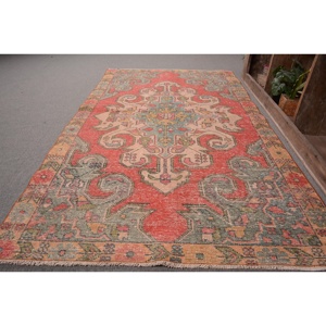 พรมวินเทจขนาด 4.3x7.2 ฟุต ลายสัตว์สีแดง พรมตุรกี - Product Image 1