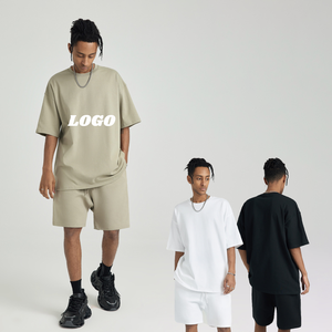 Ropa deportiva de ocio para hombre, conjunto de dos piezas, pantalones cortos de manga corta con cuello en V de punto transpirable para exteriores de verano - Product Image 4