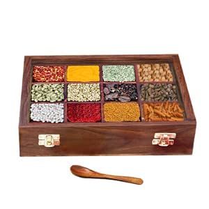 Masala Dabba Durable en bois de Sesham fait à la main de qualité supérieure Passe au lave-vaisselle Taille personnalisable Boîte de rangement pour utilisation en cuisine Boîte à épices - Product Image 4