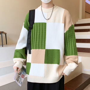 Suéter de invierno con logotipo personalizado para hombre, jersey de manga larga de gran tamaño, Jersey de punto, logotipo frontal, cuello redondo, patrón fino, ropa de calle, Cable - Product Image 3