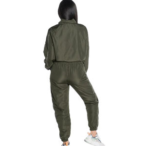Custom Cropped Jacket and Trouser Adjustable <b>Windbreaker</b> Tracksuit for Women's - Product Image 4