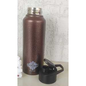 Botella Plana de Acero Puro Hecha a Mano con Diseño Vintage de Cobre Antiguo de 1000 ml, con Tapa para Beber y Aislamiento al Vacío de Goma, Ideal para Viajes - Product Image 3