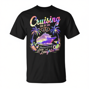 T-Shirt per Coppie con Design 'Cruise' Lato a Lato, per Marito e Moglie, per Uso Promozionale - Product Image 2