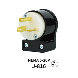 Prise de terre réutilisable à angle droit Hubbell compatible J-816, durable, NEMA 5-20P, 20A, 125VAC, homologuée CUL, protection IP20 - Product Image 1