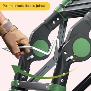 Thang gấp dạng ống lồng Thang hợp kim nhôm mở rộng Thang xương cá Giá đỡ thang đa năng di động - Product Image 4