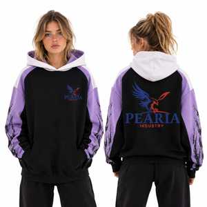 Sweat-shirt à capuche pour homme, coupe ample, avec logo color block sur le devant, imprimé, en mélange de coton, style veste de jogging, avec poches, pour l'automne - Product Image 1