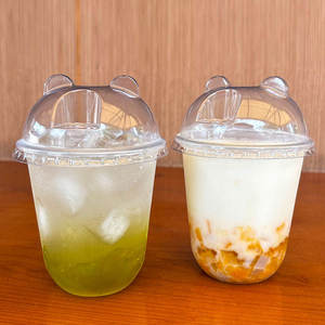 Gobelets en plastique transparents en forme de U avec <span class=keywords><strong>couvercle</strong></span> pour Bubble Tea, personnalisables avec logo, jetables - Product Image 3