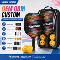 Set Raket Pickleball Serat Karbon Warna-warni dengan 2 Raket dan Bola Tersedia Sebagai Raket Tunggal Grosir Kustom