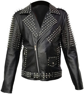 Nueva chaqueta de cuero Punk de último diseño para hombres Nuevo estilo Biker Oem Service Custom Black Winter Leather Punk chaqueta para hombres - Product Image 4
