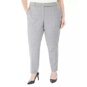 Pantaloni da Completo Stampati con Cintura per Donna Taglie Forti Calvin Klein, Grigio - Taglia 16 Plus - Product Image 1