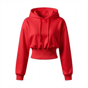 Sweat-shirts à capuche pour femmes en molleton de coton lourd, coupe courte, taille large, style élégant, épaules tombantes, prix de gros - Product Image 4