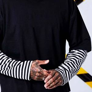 เสื้อยืดคุณภาพพรีเมี่ยมสำหรับผู้ชายเสื้อสองชั้นเสื้อลำลองแนวสตรีทเสื้อยืดผ้าฝ้ายขนาดใหญ่2 in 1แขนสองชั้นสำหรับเด็กผู้ชาย - Product Image 2