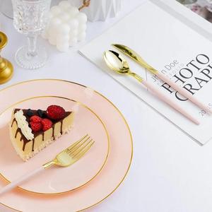 Juego de cubiertos de lujo con agarre Rosa acentuado Cubiertos de oro más vendidos Juego de cubiertos únicos reutilizables a precios cómodos - Product Image 3