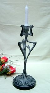 Portavelas de Metal para Decoración de Bodas y Hogar, Acabado en Níquel, Soporte para Velas Grabado a Mano - Product Image 5