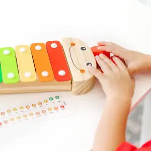 DIY Low MOQ Colorful Wooden Toys Caterpillar Xylophone Musical Toy With Mallets For Toddlers