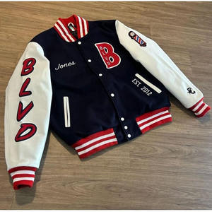 Veste universitaire confortable et solide de couleur personnalisée grande taille pour hommes Corps en laine de haute qualité Manches en cuir Veste universitaire pour hommes - Product Image 1