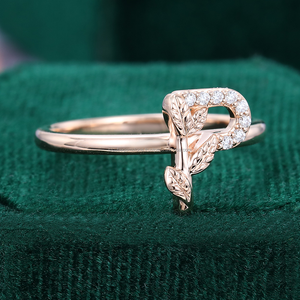 ร้อนขายโรสโกลด์ชุบ925เงินสเตอร์ลิงได้รับการรับรอง IGI เพชรรักแหวนนิ้ว Initial 'P' เครื่องประดับงานแต่งงานรูปหัวใจสำหรับ - Product Image 5