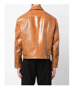 Fabricante profesional de piel de vaca en relieve textura diseño chaquetas de cuero moda de lujo chaqueta de piel de cocodrilo para los hombres - Product Image 5