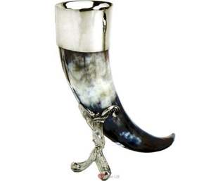 Cuerno vikingo antiguo con estilo para beber con cuerno para beber de Color Natural personalizado con cuerno tallado de soporte para ocasión navideña - Product Image 4