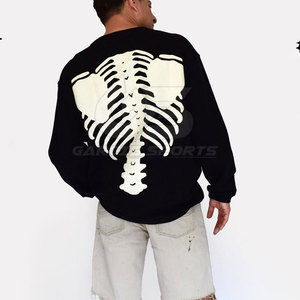 Sweat-shirt à imprimé bouffant pour hommes, pull oversize à épaules tombantes avec illustration 3D audacieuse pour le streetwear urbain moderne - Product Image 2