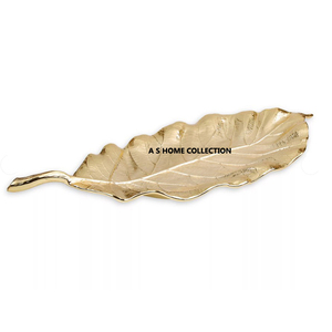 Lot de 2 Plateaux en Bois Moderne de Haute Qualité en Aluminium Doré Design Feuillu Plaque Unique pour Accents de Restaurant de Bureau à Domicile - Product Image 2