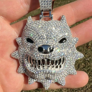Angry Pitbull colgante para VVS moissanite diamante 925 plata esterlina Ice Out hip hop joyería fina colgantes y dijes regalo para ella - Product Image 1
