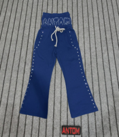 Conjunto de Sudadera y Pantalones Anchos de Invierno para Hombre, Tallas Grandes, con Doble Cintura y Pedrería, Fabricación Personalizada