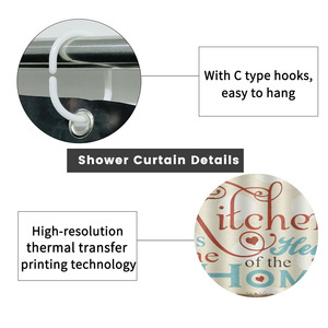 Rideau de douche imperméable personnalisé imprimé pour salle de bain, en polyester imperméable avec crochets - Product Image 2