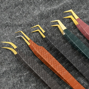 Pince à cils professionnelle pour extensions de cils, pointe en fibre, volume, applicateur à 90 degrés, fine, en X, individuelle, pour marque privée, en gros - Product Image 1