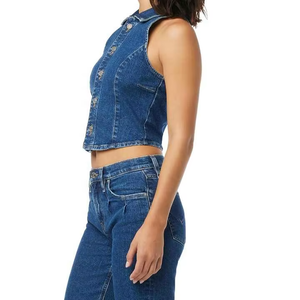 Prix de gros, fourniture directe d'usine, gilet en jean de haute qualité pour femmes, design personnalisé, couleur et logo, qualité supérieure, grandes tailles - Product Image 3