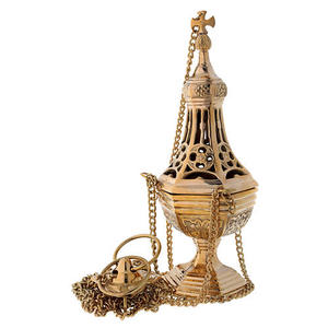 Turíbulo de Latón para Culto Católico con Cadena, Elaborado para Uso en Iglesias, Turíbulo Clásico, Incensario Sagrado Diseñado para Quemar Incienso - Product Image 5