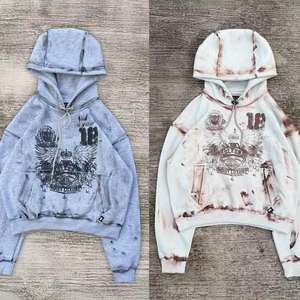 ชุดเซ็ตเสื้อฮู้ดดี้และกางเกงวอร์มทรงบ็อกซี่ฟิต ผ้าเฟรนช์เทอร์รี่เนื้อหนัก 450 กรัม สไตล์วินเทจ ซิปเต็มตัว สีซีดแบบซันเฟด สำหรับผู้ชาย - Product Image 3