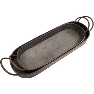 Elegante Bandeja de Servicio Ovalada de Metal Galvanizado, Duradera y con Estilo, para Bodas, Hogar o Decoración - Product Image 1