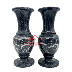 Vase à fleurs et pot au prix de gros Accessoires de décoration pour la maison et le mariage Pot en marbre de couleur noire Utilisation polyvalente - Product Image 4