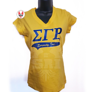 T-shirt en coton pour femmes avec broderie de la sororité Sigma Gamma Rho |   Sororité SGRho, maillot en coton et polyester brodé sur mesure pour femmes - Product Image 3