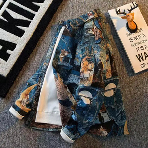 2025 printemps hommes doodle Camouflage hommes veste ample col rabattu Cargo revers manteau impression mode vestes vêtements d'extérieur mâle - Product Image 4