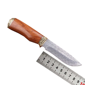Cuchillo de cocina de hoja fija de acero damasco de calidad superior con mango de madera duradero forjado profesional Garantía de 3 años - Product Image 5