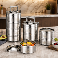 OEM 304 Edelstahl Isolierte Lunchbox Mehrschichtige Stapelbare Bento-Box Auslaufsicherer Lebensmittelbehälter