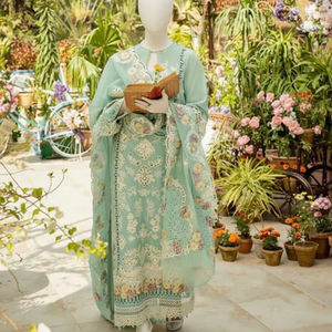 Traje de 3 Piezas Bordado Paquistaní de Lujo para Mujer, Listo para Enviar, Vestido de Eid, Elegante Regalo para Ella - Product Image 1