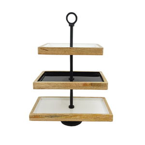 Handmade Design 2 <b>Tier</b> Wooden Shape Eco-Friendly Oven Safe <b>Cake</b> Stand Enamel Finished Birthday Event Party Display Wholesale - Product Image 3
