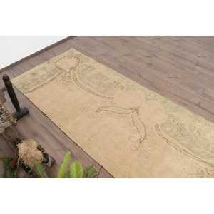 Vintage Turkish Runner Rug 2.9x8.5 ft, <b>Brown</b> Plants & trees Rug <b>Wool</b> - Product Image 5