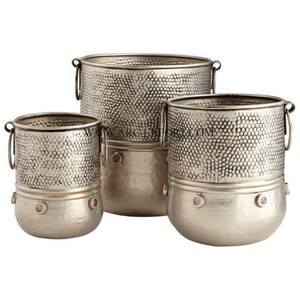 Ensemble de 2 jardinières et pots de décoration de fleurs fantaisie en métal enduit de poudre de couleur noire de différentes tailles jardinières de balcon uniques - Product Image 4