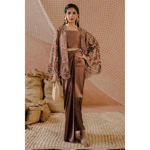 Conjunto de Dos Piezas Talia, Blazer de Satén y Falda de Tweed para Mujer de Oficina - Product Image 1