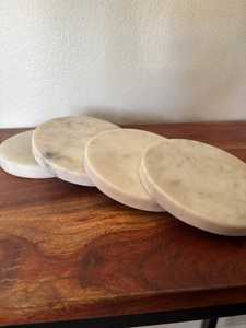 Unique Stone Round Marble Coasters Coastal Inspired Drink Coasters Set For Tabletop Decor - Product Image 3