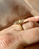 Bague de fiançailles en diamant Moissanite de taille marquise allongée de 4.50 carats avec Halo caché Bague de pierres précieuses de mariage de luxe pour les femmes